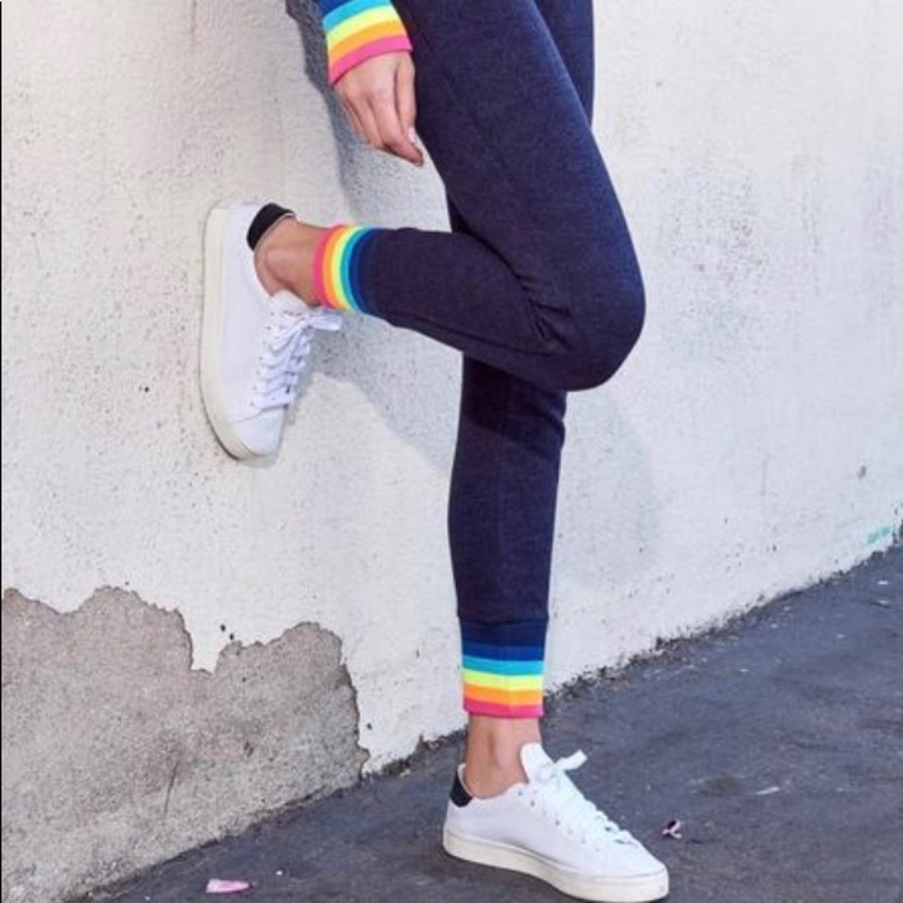 Sundry Rainbow Cuffed Sweatpants NWT
